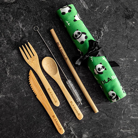 Bamboo Utensils and Straw Kit for Kids