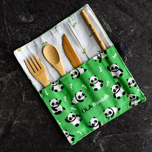 Bamboo Utensils and Straw Kit for Kids